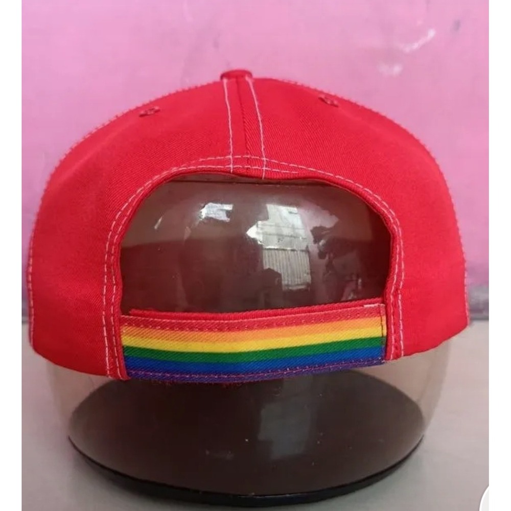 Disney Parks Mickey Mouse Rainbow Pride Trucker Hat Red White Adjustable Cap - Picture 2 of 8